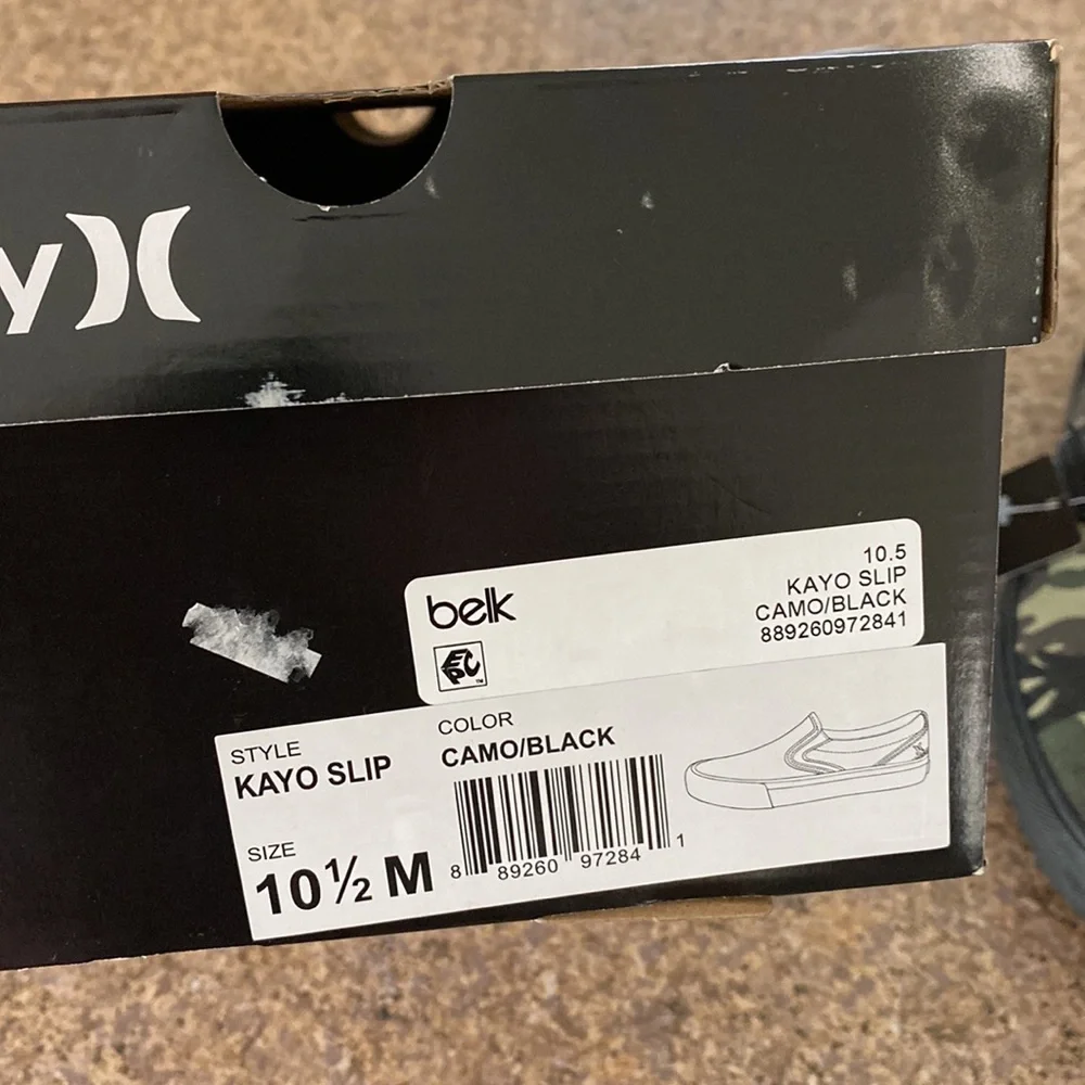 NWT Hurley Kayo Slip on Sneaker Shoe Camo and Black 10.5 M - Picture 14 of 14